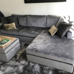 Velours longchair bank op maat Velours longchair bank op maat