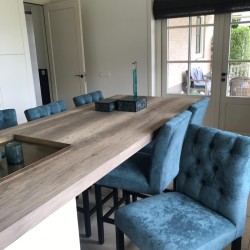 Barstoelen met knopen in luxe velours stof