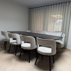 Eetkamerstoel open rug met design stof luxe stoffen