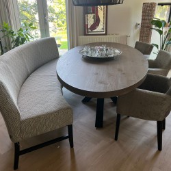Ovale eetkamerbank op maat Ovale eetkamerbank op maat