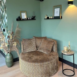 Ronde-fauteuil-in-patroonstof Ronde-fauteuil-in-patroonstof