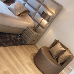Ronde fauteuil op maat in luxe stof Ronde fauteuil op maat in luxe stof