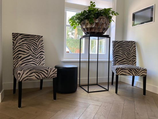 Luxe stoelen met zebra stof op maayt