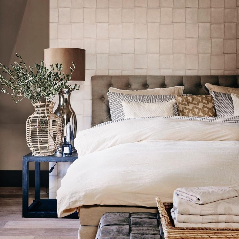 Gecapitonneerd hoofdbord Gecapitonneerd hoofdbord