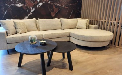 Bank met ronde longchair Bank met ronde longchair